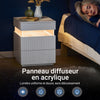 SoBuy FBT167-E-W Noptieră cu 3 sertare, 2 panouri laterale acrilice și iluminare LED, 3 culori reglabile, Noptieră Modernă pentru Dormitor și Sufragerie, L41 × l40 × H52 cm, Alb