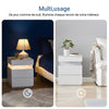 SoBuy FBT167-E-W Noptieră cu 3 sertare, 2 panouri laterale acrilice și iluminare LED, 3 culori reglabile, Noptieră Modernă pentru Dormitor și Sufragerie, L41 × l40 × H52 cm, Alb