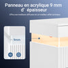 SoBuy FBT167-E-W Noptieră cu 3 sertare, 2 panouri laterale acrilice și iluminare LED, 3 culori reglabile, Noptieră Modernă pentru Dormitor și Sufragerie, L41 × l40 × H52 cm, Alb