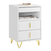 SoBuy FBT168-W Noptieră Chic Alb și Auriu – 3 Sertare și Poliță, Stil Modern