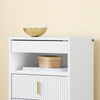 SoBuy FBT168-W Noptieră Chic Alb și Auriu – 3 Sertare și Poliță, Stil Modern