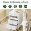 SoBuy FBT168-W Noptieră Chic Alb și Auriu – 3 Sertare și Poliță, Stil Modern