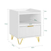 SoBuy FBT169-W Noptieră, Noptieră cu sertar și raft, Masă laterală modernă pentru dormitor și living, Alb L40 x A40 x H51 cm