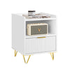 SoBuy FBT169-W Noptieră, Noptieră cu sertar și raft, Masă laterală modernă pentru dormitor și living, Alb L40 x A40 x H51 cm