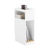 SoBuy FBT171-WN Noptieră îngustă, Masă de noapte cu sertar și raft, Mobilier de accent modern pentru dormitor și living, Alb, 20 x 35 x 60 cm