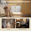 SoBuy FBT177-E-W Table de Chevet Suspendue avec LED – 2 Tiroirs, Façade Ondulée, Poignée Dorée, Blanc, 40×30×30 cm