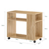 SoBuy FBT34-N Măsuță laterală cu roți, Măsuță rulantă cu 2 Nivele și Rafturi de Depozitare, Bibliotecă Mobilă pentru Living, Dormitor, Birou, L70 x l35 x H60cm Natural