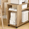 SoBuy FBT34-N Măsuță laterală cu roți, Măsuță rulantă cu 2 Nivele și Rafturi de Depozitare, Bibliotecă Mobilă pentru Living, Dormitor, Birou, L70 x l35 x H60cm Natural