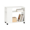 SoBuy FBT34-W Măsuță de cafea, mobilă, cu roți, bibliotecă rulantă
