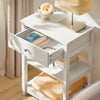 SoBuy FBT46-W Noptieră cu 1 Sertar și 2 Rafturi, Masă Laterală Modernă, Albă, L45 x l30 x H68cm