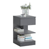 SoBuy FBT49-HG Noptieră - Noptieră cu 1 sertar și 2 rafturi, Masă laterală pentru dormitor - Dulap de depozitare modern L39 x P39 x H65 cm Gri