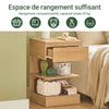 SoBuy FBT49-Nx2 Lot de 2 Table de Chevet - Table de Nuit avec 1 tiroir et 2 étagères, Table d'appoint pour Chambre à Coucher - Meuble de Rangement Moderne L39 x P39 x H65 cm Naturel