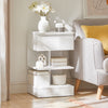 SoBuy FBT49-Wx2 Set de 2 Noptiere - Noptieră cu 1 sertar și 2 rafturi, Masă laterală pentru Dormitor - Mobilier modern de depozitare L39 x P39 x H65 cm Alb