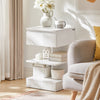 SoBuy FBT49-Wx2 Set de 2 Noptiere - Noptieră cu 1 sertar și 2 rafturi, Masă laterală pentru Dormitor - Mobilier modern de depozitare L39 x P39 x H65 cm Alb