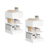 SoBuy FBT49-Wx2 Set de 2 Noptiere - Noptieră cu 1 sertar și 2 rafturi, Masă laterală pentru Dormitor - Mobilier modern de depozitare L39 x P39 x H65 cm Alb