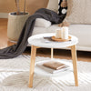 SoBuy FBT75-W Set de 2-Alb și Lemn Măsuță Rotundă de Cafea Măsuță Laterală Rotundă