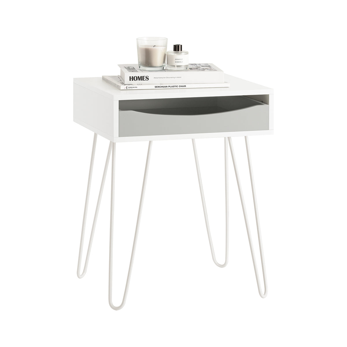 SoBuy FBT82-W Table de Chevet Table de Nuit avec 1 Tiroir, 4 Pieds