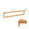 SoBuy FHK06-N Suport prosop/cuier de perete din bambus cu etajeră și 6 cârlige - L90 x l12,5 x H16,5cm