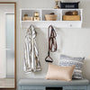 SoBuy FHK35-W Cuier de Perete, Etajeră de Depozitare, Mobilier de Hol cu 3 Compartimente și 3 Cârlige pentru Hol, Intrare, Living, Birou și Dormitor, Alb, L100xP20xH30 cm