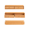 SoBuy FHK37-N Etajeră suspendată flotantă cu 2 sertare, pentru Dormitor, Hol și Living, Fag Masiv, L60 × l20 × H10 cm, Natural