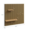 SoBuy FHK40-N Étagère Murale en Bois Naturel avec 2 Tablettes et 3 Crochets – Panneau Mural Modulaire pour Entrée, Salon et Chambre, Rangement Sportif – 120×19×120 cm, Charge 27 kg