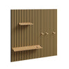 SoBuy FHK40-N Étagère Murale en Bois Naturel avec 2 Tablettes et 3 Crochets – Panneau Mural Modulaire pour Entrée, Salon et Chambre, Rangement Sportif – 120×19×120 cm, Charge 27 kg