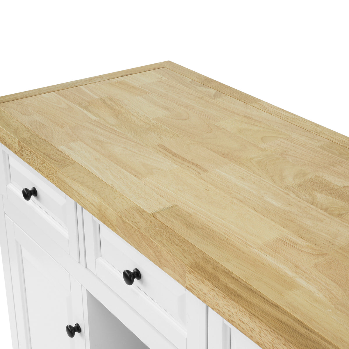 SoBuy FKW101-WN Desserte de Cuisine à Roulettes avec Plan de Travail, 3 Tiroirs, 2 Étagères et 2 Portes, Charge 50 kg – 115x46x91 cm, Blanc et Naturel