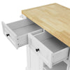 SoBuy FKW101-WN Desserte de Cuisine à Roulettes avec Plan de Travail, 3 Tiroirs, 2 Étagères et 2 Portes, Charge 50 kg – 115x46x91 cm, Blanc et Naturel