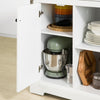 SoBuy FKW101-WN Desserte de Cuisine à Roulettes avec Plan de Travail, 3 Tiroirs, 2 Étagères et 2 Portes, Charge 50 kg – 115x46x91 cm, Blanc et Naturel