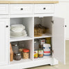 SoBuy FKW101-WN Desserte de Cuisine à Roulettes avec Plan de Travail, 3 Tiroirs, 2 Étagères et 2 Portes, Charge 50 kg – 115x46x91 cm, Blanc et Naturel