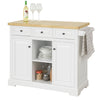 SoBuy FKW101-WN Desserte de Cuisine à Roulettes avec Plan de Travail, 3 Tiroirs, 2 Étagères et 2 Portes, Charge 50 kg – 115x46x91 cm, Blanc et Naturel