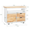 SoBuy FKW107-II-WN Desserte Roulante Chariot de Cuisine à roulettes Chariot de Service avec Etagère à Epices, 1 Porte et 2 tiroirs