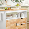 SoBuy FKW107-II-WN Desserte Roulante Chariot de Cuisine à roulettes Chariot de Service avec Etagère à Epices, 1 Porte et 2 tiroirs