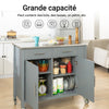SoBuy FKW108-HG Desserte Roulante Chariot de Cuisine à roulettes avec Etagère Latérale, Portes et Tiroirs en Acier INOX