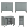 SoBuy FKW108-HG Desserte Roulante Chariot de Cuisine à roulettes avec Etagère Latérale, Portes et Tiroirs en Acier INOX