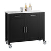SoBuy FKW108-SCH Cărucior de Bucătărie Multifuncțional cu Blat din Oțel Inoxidabil - Sertare și Dulap, Raft Lateral, Ideal pentru Depozitare Bucătărie și Mobilier cu Roți Negru 107 x 46 x 94 cm