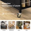 SoBuy FKW108-SCH Cărucior de Bucătărie Multifuncțional cu Blat din Oțel Inoxidabil - Sertare și Dulap, Raft Lateral, Ideal pentru Depozitare Bucătărie și Mobilier cu Roți Negru 107 x 46 x 94 cm