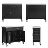 SoBuy FKW108-SCH Cărucior de Bucătărie Multifuncțional cu Blat din Oțel Inoxidabil - Sertare și Dulap, Raft Lateral, Ideal pentru Depozitare Bucătărie și Mobilier cu Roți Negru 107 x 46 x 94 cm