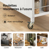 SoBuy FKW108-W Cărucior de Bucătărie Multifuncțional cu Blat din Oțel Inoxidabil - Sertare și Dulap, Raft Lateral, Ideal pentru Depozitare în Bucătărie și Mobilier pe Roți, Alb, 107 x 46 x 94 cm