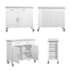 SoBuy FKW108-W Cărucior de Bucătărie Multifuncțional cu Blat din Oțel Inoxidabil - Sertare și Dulap, Raft Lateral, Ideal pentru Depozitare în Bucătărie și Mobilier pe Roți, Alb, 107 x 46 x 94 cm
