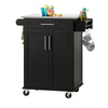 SoBuy FKW110-SCH Cărucior de bucătărie cu roți, Mobilier de bucătărie, Comodă joasă de bucătărie, Corp de depozitare mic de bucătărie cu blat de lucru 80×90×46 cm, Negru