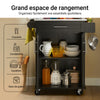SoBuy FKW110-SCH Cărucior de bucătărie cu roți, Mobilier de bucătărie, Comodă joasă de bucătărie, Corp de depozitare mic de bucătărie cu blat de lucru 80×90×46 cm, Negru
