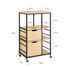 SoBuy FKW111-N Cărucior de Bucătărie din Lemn Natural și Metal Negru – Cărucior cu Sertare și Rafturi – Mobilier de Bucătărie cu Roți și Blat de Lucru – Stil Scandinav 89x53x37cm