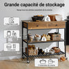 SoBuy FKW112-PF Cărucior de Bucătărie cu Roți – Dulap de Bucătărie Stil Industrial cu Blat de Lucru, 2 Sertare și 2 Rafturi, Mobilier Compact pentru Spații Mici 100x45x93cm
