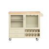 SoBuy Cărucior de bucătărie cu 2 uși de sticlă credință de bucătărie cu roți bej 109x38x92cm fkw114-mi