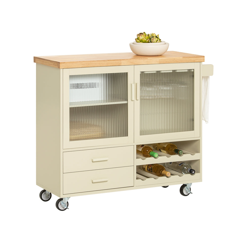 SoBuy FKW114-MI Dessert avec Plateau en Bois d'Hévéa, Porte-Bouteilles à 2 Niveaux