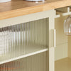 SoBuy Cărucior de bucătărie cu 2 uși de sticlă credință de bucătărie cu roți bej 109x38x92cm fkw114-mi