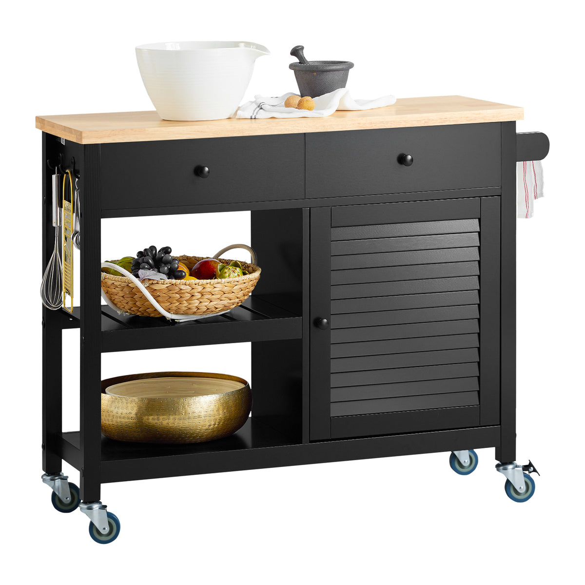 SoBuy FKW115-SCH Desserte de Cuisine Roulante Chariot de Service Multi-rangements Buffet Armoire de Cuisine, 1 Porte, 1 Grand