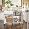 SoBuy Bucătărie bucătărie bucătărie cu suprafață de lucru credenza cu roți cărucioare alb 120x56x90cm fkw117-w