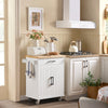 SoBuy Capacul bucătăriei de bucătărie cu roți cu sertar și 2 uși 74.5x45.5x91cm FKW119-Down